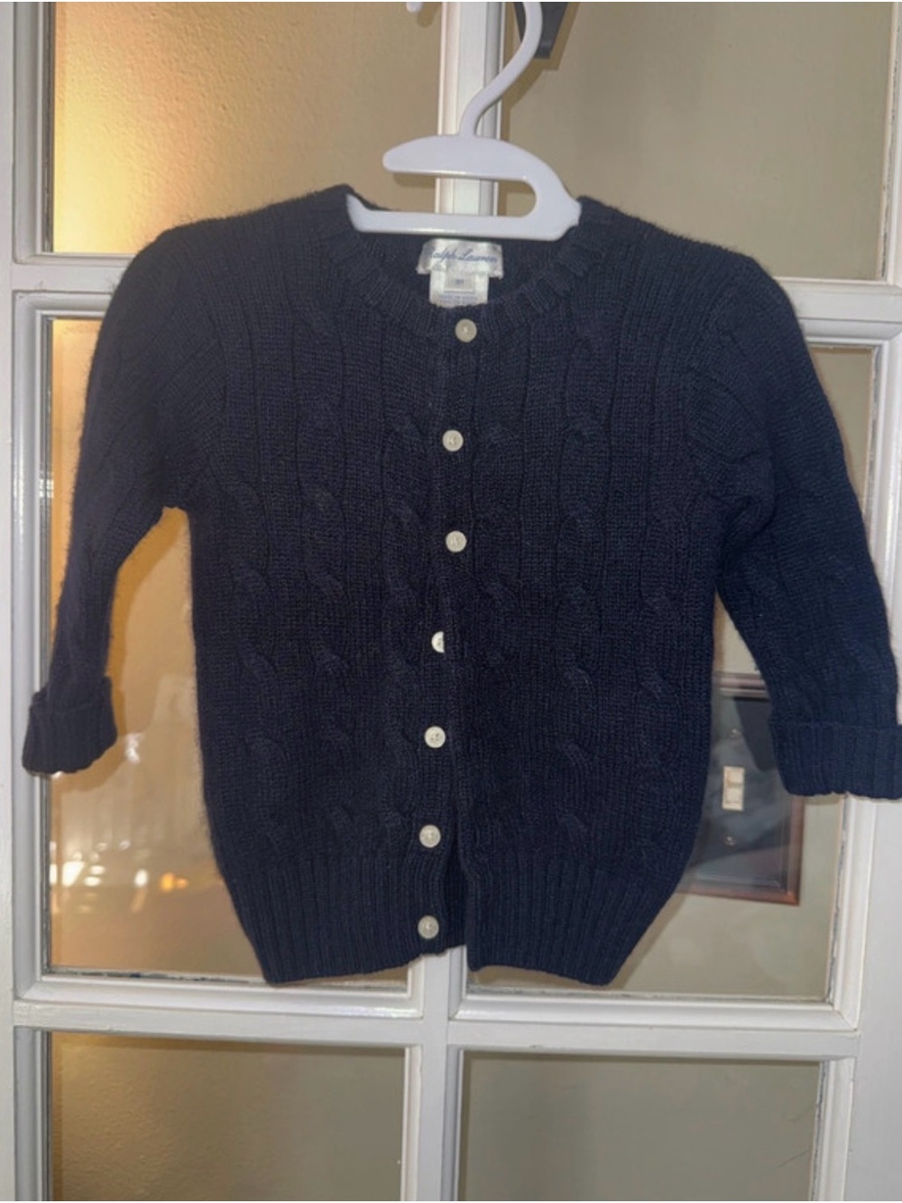 Ralph Lauren Classic Navy Cable-Knit Kids Cashmere Size 9M